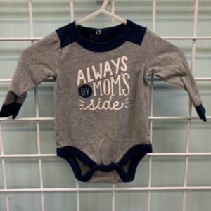 Size 00 Newborn - Grey/Blue Always By Mom's Side Onesie