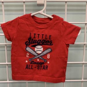 Size 00 Newborn - Red Little Slugger Daddy's All-Star Shirt