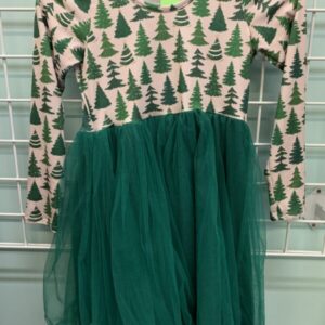 Size 8/10 - Green/Pink Tree Rosey Posey Dress (Made in Altoona WI)
