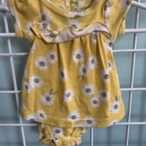 Size 00 Preemie - Yellow Floral Preemie Onesie Dress