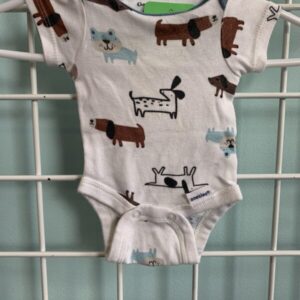 Size 00 Preemie - White Dog Preemie Onesie