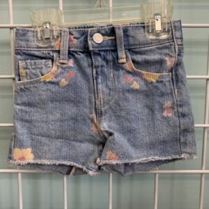 Size 2T - Blue Floral Cut Off Jean Short