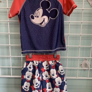 Size 3T - Blue/Red Mickey Mouse Swimsuit Set
