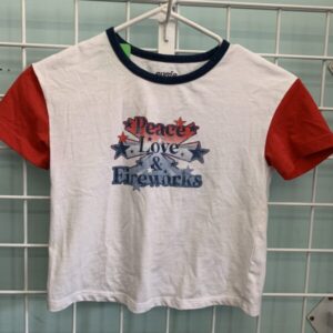 Size 8 - White Peace, Love & Fireworks Shirt