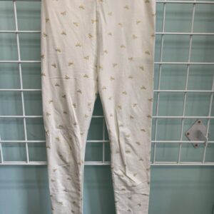 Size 8 - White/Gold Bow Legging