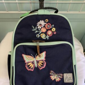 Backpack: Blue/Green Butterfly Rolling Hanna Bag