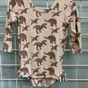 Size 12/18 Month - Cream Dinosaur Ruffle Kate Quinn Bamboo Onesie