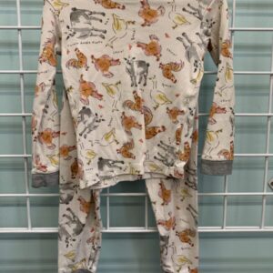 Size 3T - White/Grey Farm Animals Mitten PJ Set