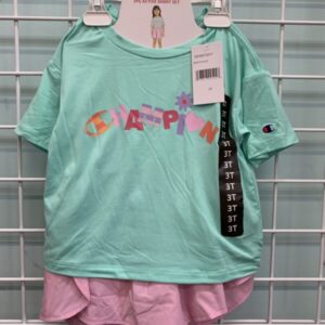 Size 3T - Green/Pink Champion Short Set (New)