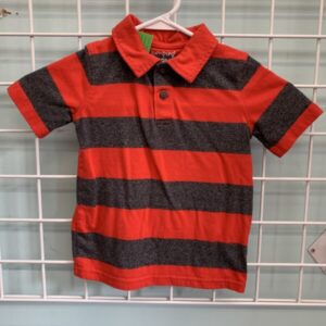 Size 4T - Red/Grey Stripe Polo Shirt