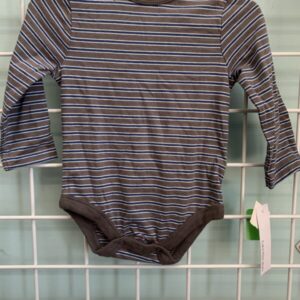 Size 06/09 Month - Grey/Blue Stripe Onesie (New)
