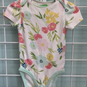 Size 12 Month - White/Pink Floral Onesie