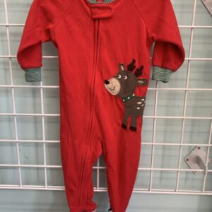 Size 12 Month - Red Reindeer Fleece Sleeper
