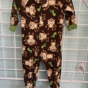 Size 12 Month - Brown Monkey Fleece Sleeper