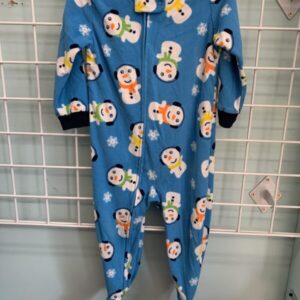 Size 2T - Blue Snowman Fleece Sleeper