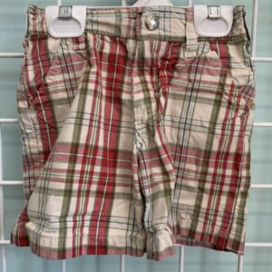 Size 3T - Cream/Red Plaid Shorts