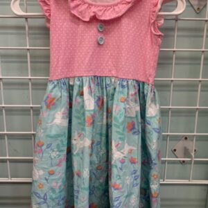 Size 5/6 - Pink/Blue Bunny Eleanor Rose Dress