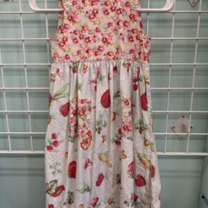 Size 7/8 - White/Pink Vegetable Boden Dress