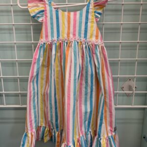 Size 7/8 - White Stripe Eleanor Rose Dress