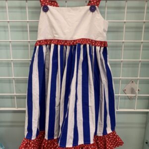 Size 7/8 - White/Red/Blue Stripe Eleanor Rose Dress