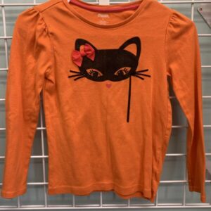 Size 8 - Orange Halloween Kitten Shirt
