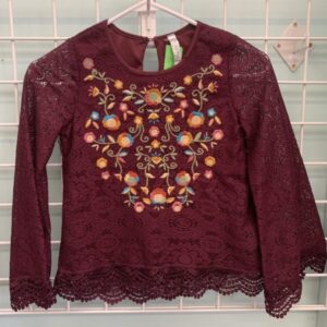 Size 8 - Purple Stitched Flower Shirt