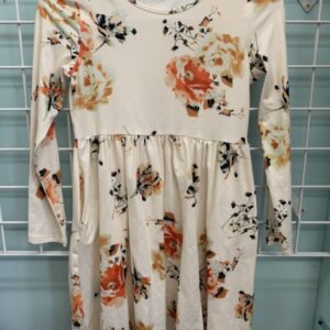Size 10/12 - Cream/Orange Floral Dress