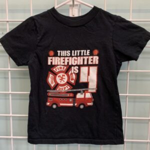 Size 4T - Black Firefighter is 4 Birthday Shirt