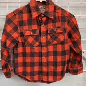 Size 6/7 - Orange/Grey Flannel Shirt