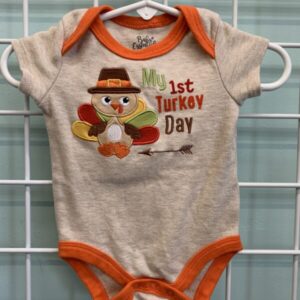 Size 06 Month - Tan/Orange My 1st Turkey Day Onesie