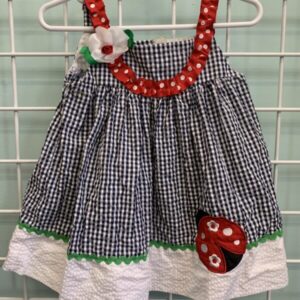 Size 12 Month - Blue/White Ladybug Dress