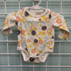 Size 00 Newborn - White/Yellow Floral Onesie