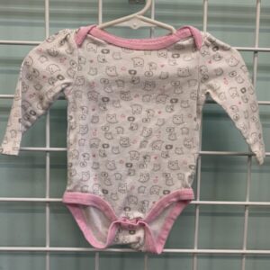 Size 00/03 Month - White Owl Onesie