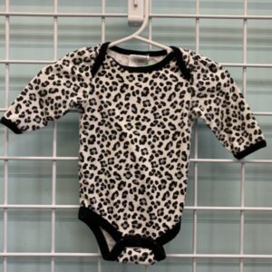 Size 00/03 Month - White/Black Cheetah Onesie