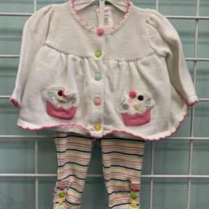 Size 00/03 Month - White Cupcake Sweater & Legging Set