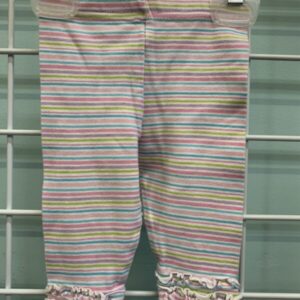 Size 00/03 Month - White/Pink Stripe Ruffle Ankle Legging