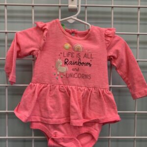 Size 03/06 Month - Pink Life is all Rainbows & Unicorns Onesie