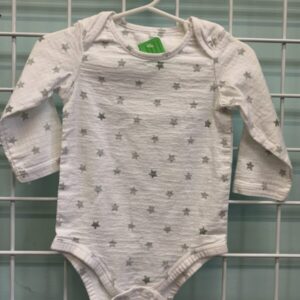 Size 06/09 Month - White/Grey Star Aden & Anais Onesie