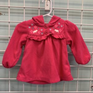 Size 06/09 Month - Pink Bear Snowflake Fleece Hooded Shirt