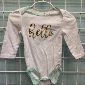 Size 06/09 Month - White Hello Onesie
