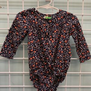 Size 12 Month - Blue/Orange Floral Onesie