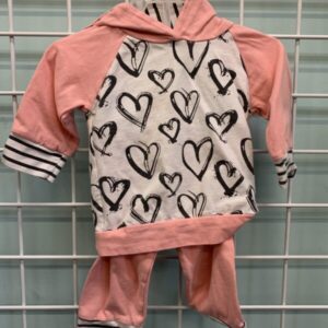 Size 12/18 Month - Pink/White/Grey Heart Set