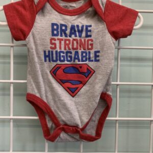 Size 00 Newborn - Red/Grey Brave Strong Huggable Superman Onesie