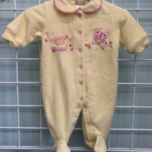 Size 00 Newborn - Yellow/Pink Terry Cloth Sleeper