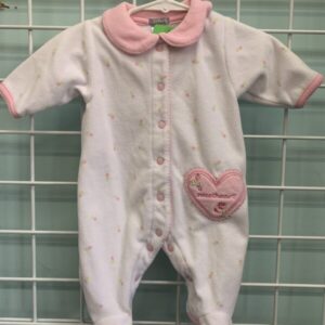 Size 00 Newborn - White/Pink Floral Fleece Sleeper
