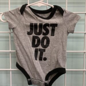 Size 03 Month - Grey/Black Just Do It Nike Onesie