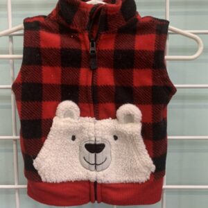 Size 03 Month - Red/Black Bear Fleece Vest