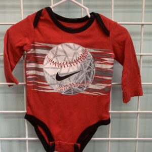 Size 03/06 Month - Red Nike Baseball Onesie