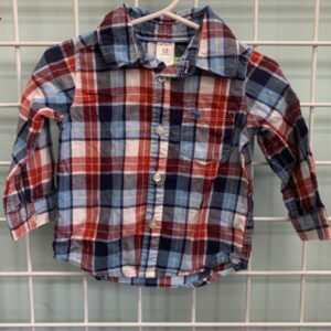 Size 12 Month - Blue/Red Plaid Shirt