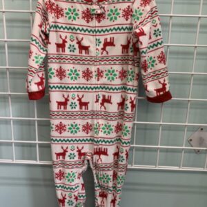 Size 24 Month - White/Red Christmas Fleece Sleeper